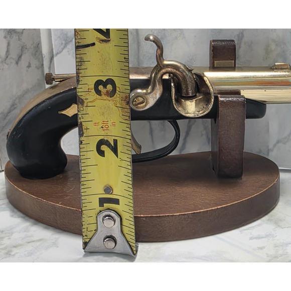 Gun Pistol Lighter Flintlock Table Lighter Cigarette, Novelty with Wood Stand - Picture 15 of 15